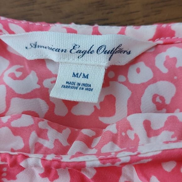 American Eagle Outfitter one shoulder  pink floral blouse  Sz M - Picture 5 of 5